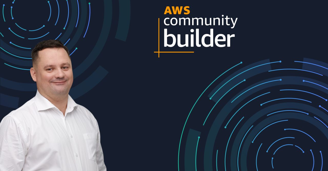Michał Krzyżanowski pictured beside the AWS Community Builder mark.