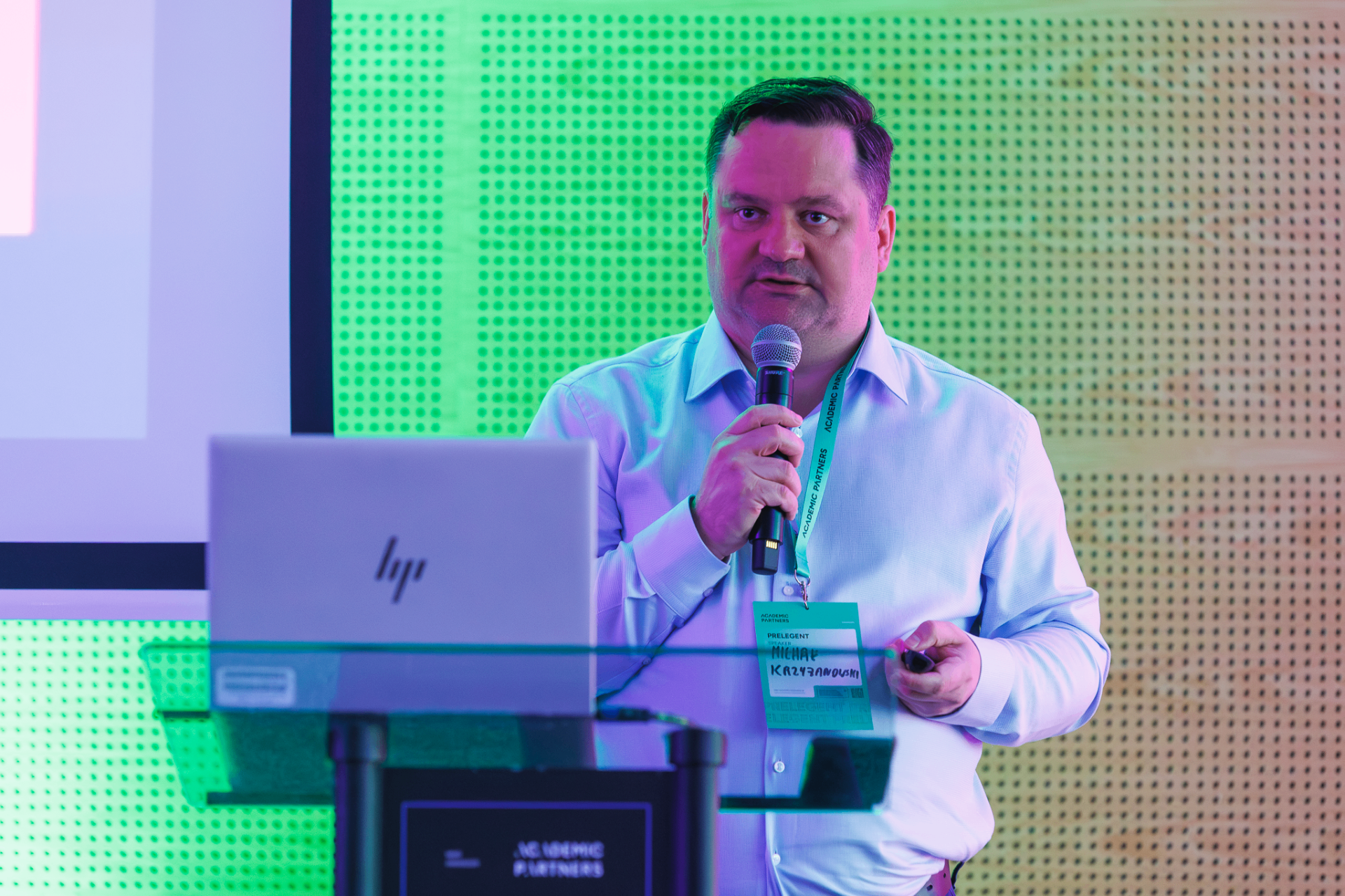 Michał Krzyżanowski speaking at a conference